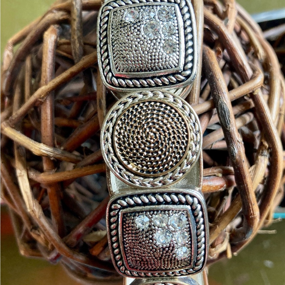 Silver and Gold Tone Textured Bracelet